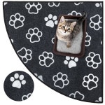 매트 방수 귀여운 발 패턴 29인치 x 회색 덫이 상자에서 엉망이 되어 바닥을 보호합니다. 세탁기로 세탁할 수 있는 소변 방지가 부드러운 : 지구둘레