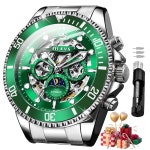 남성 자동 시계 다이아몬드 골격 기계식 럭셔리 셀프 와인딩 달 페이즈 캘린더 남성용 방수 손목시계 9 G6690: Silver band & bl : 호라니네