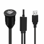 시와이디자인(CYE Designs) | 시와이 1m 방수 방진 480Mbps USB2.0 타입A(수) - 듀얼 타입A(암) 허브 연장 데이터 전원 케이블 차량용 패널 마운트 디자인 : 가장의구대