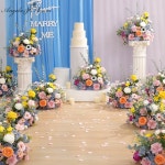 안젤라 플라워 2개입 프리 스탠딩 플라워 볼 부케 인조 장미 꽃꽂이 웨딩 센터피스 테이블 통로 장식용 : 오모아유통