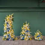 웨딩 장식 아이템, 럭셔리 옐로우 블루 시리즈, 인공 장미 수국 꽃꽂이, 파티 소품 장식, J2588 : 오모아유통