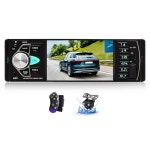 캠초 싱글 딘 카 스테레오 라디오 4.1인치 화면 주차 지원 인대시 블루투스 USB /SD /FM MP5 플레이어, 방수 야간 투시 백업 카메라 포함... 