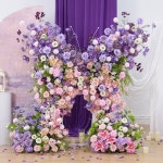 H8958 웨딩 배경 보라색 장미 수국 녹색 꽃꽂이 나비 모양 프레임 장식 바닥 꽃 연회 소품 : 오모아유통
