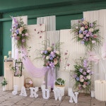 밝은 색상 시리즈 인공 핑크 퍼플 로즈 그린 꽃꽂이 생일 파티 이벤트 배경 장식 J2691 : 오모아유통