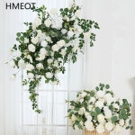 H7785 로즈 그린 리프 행 코너 플라워 로우 웨딩 백드롭 아치 데코 테이블 센터피스 플로럴 볼 어레인지먼트 파티 용품 : 오모아유통