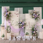 밝은 색상 시리즈 인공 핑크 퍼플 로즈 그린 꽃꽂이 생일 파티 이벤트 배경 장식 J2691 : 오모아유통