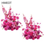 H8971 2pcs/19inch 핫 핑크 인공 달리아 백합 통로 바닥 꽃 꽃다발 웨딩 배경 테이블 의자 센터 피스 장식 : 오모아유통