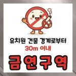 유치원 건물 경계 30m 금연구역 알림 경고 표지판 인쇄 스티커 100X100mm : ED 스토어
