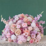 핑크 퍼플 시리즈 인공 장미 델피늄 꽃꽂이, 웨딩 배경 장식, 이벤트 파티 소품, J2607 : 오모아유통