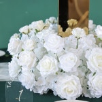 웨딩 장식 화이트 시리즈 인조 꽃 장식 홈 데코 테이블 센터피스 캔들 플로랄 J2795 : 오모아유통