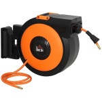 HOMCOM 접이식 에어 호스 릴, 회전 브래킷이 있는 벽걸이 자동 되감기, 3/8 x 82 ft, 리드 인 6.6 150 PSI, 커플러, 블랙 및 오렌지 : 브리서틴