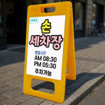 손세차장 영업시간 수정가능 A형 거치대 포맥스 결합 입간판 표지판 중 단면 : ED 스토어