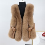 2025 100% 리얼 폭스 모피 조끼 여성 천연 Gilets 레이디 럭셔리 양복 가죽 벨트 겨울 G3693 : 앤코컴퍼니