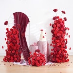 H8887 KT 보드 붉은 수국 장미 꽃꽂이 결혼식 아이디어 바닥 통로 꽃 파티 사진 용품 배경 : 오모아유통