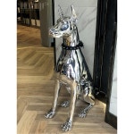 도베르만 장식 앉아있는 강아지 은색 북유럽 실물 신사 피규어 독립 동상 대형견 똥모형 : 인터내셔널픽업