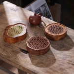 소형 호두나무 차 트레이 사암 패드 물 보관 차 세트 홀더 건조 퍼핑 테이블 일본식 차주전자 받침대 : 글로벌맥스유통