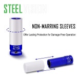 스틸 비전 1/2 드라이브 러그 너트 임팩트 소켓 세트 7 PC 미터 17 19 21 22 23 24 27 Cr Mo 합금 휠 컬러 코딩된 3pc Metric : IMZG