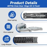 487746 00487746 오븐 도어 힌지(2팩) 월풀 C271U SC301T CM301B와 호환되며, 1032578 PS8721435 14-38-045-01 14-38-045- : 어라운드1