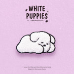 [6종세트] 화이트 퍼피 와펜 스티커 강아지 댕댕이 열접착 자수 패치 : 포유어패밀리