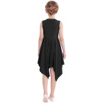 소녀 예배를 위한 엘리도어 찬양 춤 오버레이 튜닉스 전례 교회 드레스 불규칙한 흐름의 서정적인 댄서 의상 009 Black 5-6 Years : 아모르벨