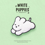 [6종세트] 화이트 퍼피 와펜 스티커 강아지 댕댕이 열접착 자수 패치 : 포유어패밀리