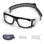 SooGree 남성 여성 스포츠 고글 스트랩 흡수 라켓볼 충격 가능한 화이트 프레임 보호 조절 패드) 농구 스쿼시볼 안경 축구 안경, 유리 렌즈(블랙... 