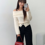 루니 버튼 오프숄더 니트 A1014 : 어썸하비