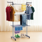 이불 수건 접이식 튼튼한 대형 접이식 빨래건조대 4단 그레이 : 쏙모아상점