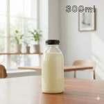 우유 용기 식혜 수정과 쥬스 소분 플라스틱 페트 공병 300ml, 검정캡, 231개 : 한양패키지몰