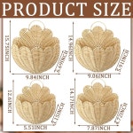 도멘시 4개 스캘럽 벽 바구니 걸이 4가지 크기 큰 손으로 짠 플라스틱 라탄 공예 원래 보관함 어린이집 욕실용 장식 : 오늘의단