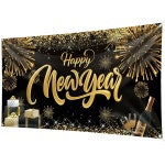 파티 장식 축하를 위한 배경 배너, 대형 사이즈 78 x 43 인치 배너 블랙 골드 : 오이소마껫