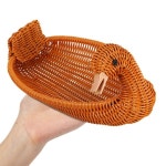 과일 보관 바구니 오리 스타일 짜임 디자인 모조 라탄 간식 바구니 쉽게 세척 가능 가정용 주방 카운터 장식 다용도 : 몽키앤네이처