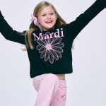 [마르디 메크르디 레쁘띠] KIDS SWEATSHIRT FLOWERMARDI_BLACK PINK : 마르디 메크르디