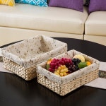 라탄 짜임 수납 바구니 데스크탑 정리함 간식 잡화 얼굴 마스크 수납 바구니 가정용 정리함 : 몽키앤네이처