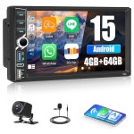 카플레이 더블 15 스테레오, 오토, 백업 eq/dsp/swc+ahd 블루투스... gps 및 카메라 wifi 안드로이드 네비게이션 [4+64gb] 미러 : 캐비지77