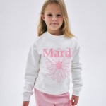 [마르디 메크르디 레쁘띠] KIDS SWEATSHIRT FLOWERMARDI PEARL EMBELLISHED_WHITE PINK : 마르디 메크르디