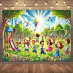 1pc 해피 게임 배경 배너 방 정원 사진 스튜디오 소품L : 반월마켓20