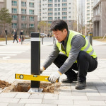 사각형 우레탄 볼라드 매립형 앙카형 보행자도로 횡단보도 차량진입차단 주차차단 안전표시 : 핫템꾹