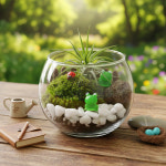 비바리움 만들기 비단 이끼 이오난사 테라리움 키트 diy 노인 원예치료 재료 둥근유리컵 : 상상하랑