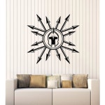 대형 비닐 벽 데칼 중세 창 헬멧 무기 군사 장식 스티커 벽화 g3196 블랙 S 11 in X 11.74 in : 치즈포켓