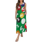 당구장 테이블볼 여성용 탱크 맥시 드레스 포켓 슬리브리스 스쿱 Small : 어버네어