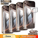 4PCS 풀 커버 하이드로 겔 필름 iPhone 16 Pro Max Plus 화면 보호기 15 11 14 12 13 미니 소프트 : 니즈스토어82