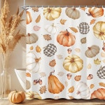 화장실 가을 추수감사절을 위한 울리구 컬러풀 귀여운 호박 샤워 커튼 추수 욕조 : 오버씨딜스토어