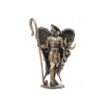 11 75인치 성 라파엘, 전사 포즈와 검은 동상 피규어 착용 : 치즈포켓