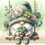 gnome 가정용 다육식물 14x14인치 벽 다이아몬드 아트 키트, 드릴 장식용 풀 diy 페인팅, 도트 페인팅 easter eggs-G7187 : 플레인코너