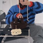 빈티지 비비드 배색 단가라 아방 짜임 니트 가디건 : 비오스도터 VD