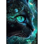 30x40cm 아트 키트, 젬 드릴 선물 고양이 5d 점 그림 월 원형 다이아몬드 아트, 페인팅 초보자용 풀 공예 홈 diy qenspe 장식 Green - Cat... 