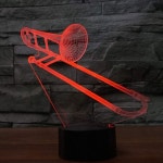 BVAZTVP 3D 트롬본 LED 테이블 책상 램프, 광학 일루전 나이트 라이트, 어린이용 가정용 침실 장식용 USB 충전 터치 컨트롤로 7가지 색상... 