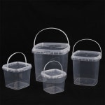 원료보관 플라스틱통 50L 약품용기 10L 흰색 드럼 44 나사형캡 물통 벌크통 1 사각 배럴 1L [투명] (배럴 뚜껑 핸들 : 레몬마르쉐