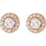 14k 로즈 골드 9/10 CTW 랩에서 재배한 다이아몬드 헤일로 스타일 귀걸이 가보 : 벨로아365